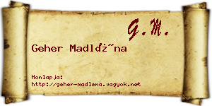 Geher Madléna névjegykártya